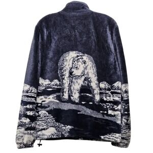 Vintage 90s Glacier‎ Gear Outdoor Fleece Jacket Polar Bear Landscape Full Zip S